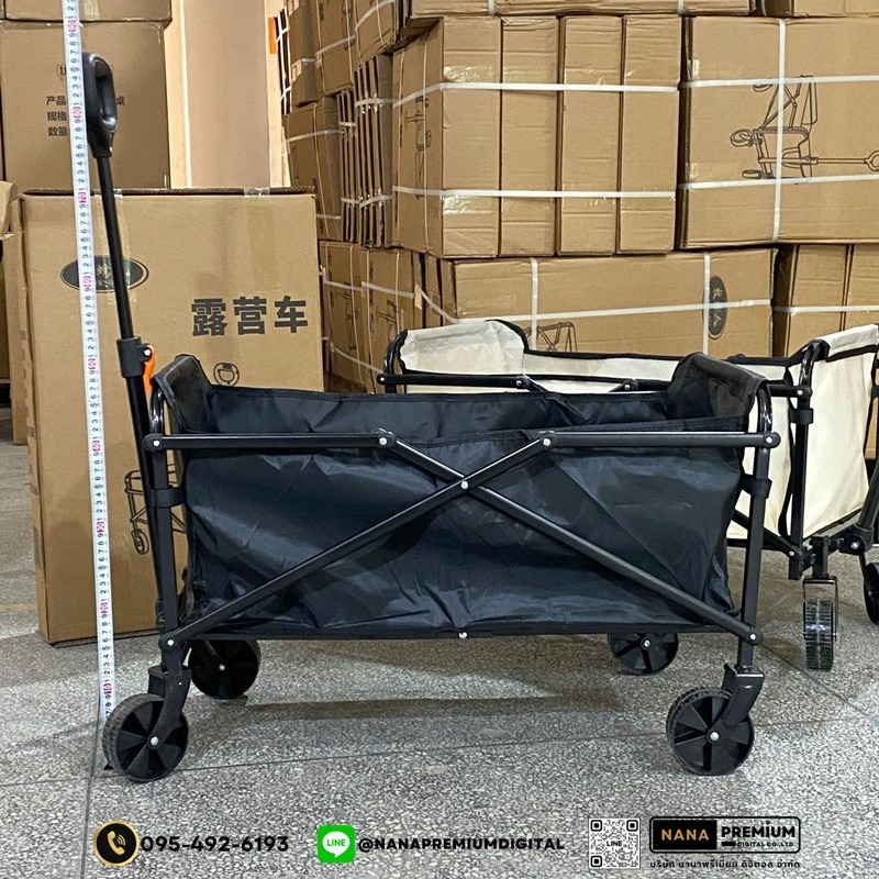 รถเข็นแคมป์ปิ้งกลางแจ้งแบบพับได้ พร้อมเบรก รถเข็นพกพา ล้อยาง 5-10 นิ้ว รับน้ำหนัก 250KG ผ้าอ็อกซ์ฟอร์ด ทนทาน