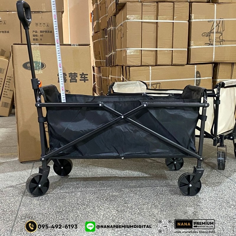 รถเข็นแคมป์ปิ้งกลางแจ้งแบบพับได้ พร้อมเบรก รถเข็นพกพา ล้อยาง 5-10 นิ้ว รับน้ำหนัก 250KG ผ้าอ็อกซ์ฟอร์ด ทนทาน